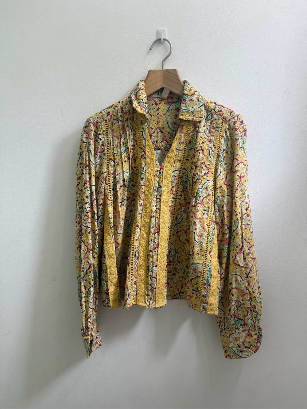 Pilcro Yellow Paisley-Print Button-Down Shirt